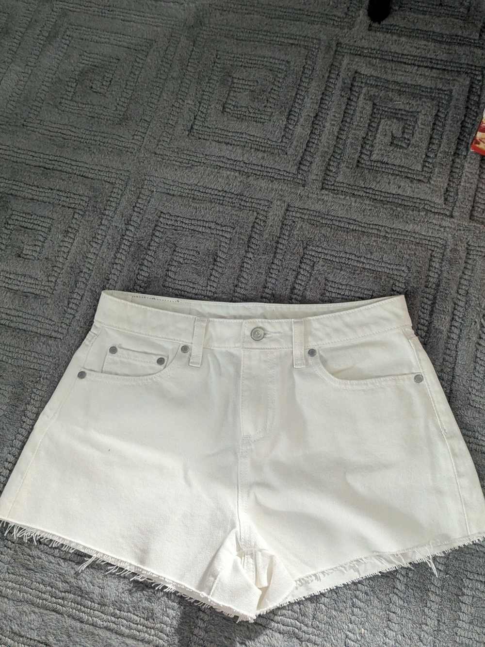 PINK Victoria's Secret White High-Rise Frayed Denim Shorts